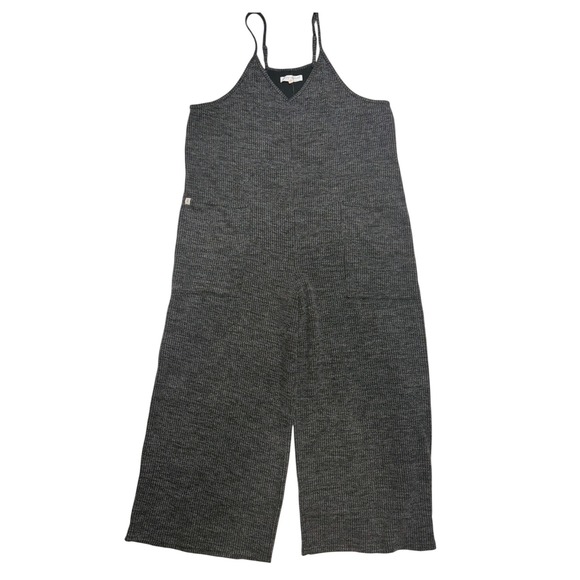 Simply Southern Pants - Simply Southern Gray Ribbed Knit Wide Leg Jumpsuit Sleeveless V-Neck XL